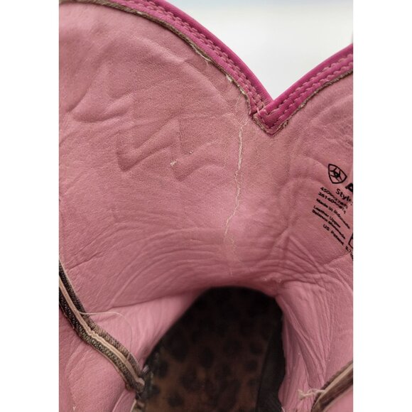 Ariat Western Boot Brown/Pink Camo Leather & Fabric Womens 7B - Picture 13 of 14